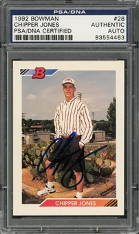 1992 Bowman #28 Chipper Jones Signed Rookie Card – PSA/DNA Authentic